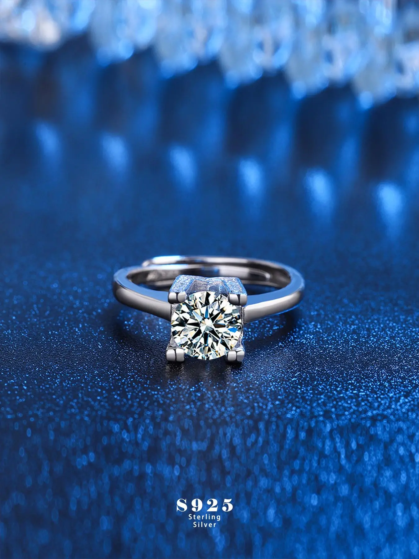 925 Sterling Silver Synthetic Moissanite Ring, Luxury Gorgeous Promise Ring for Girlfriend, Chic Exquisite Jewelry As Gift for Her