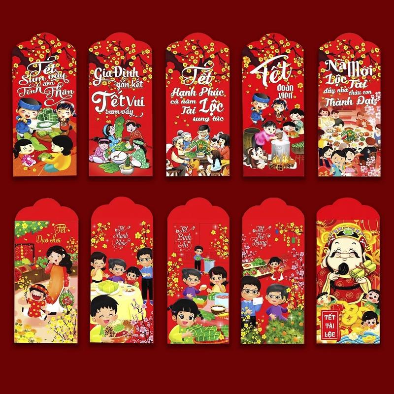 5 Phong Bao Lì Xì Tết Ngẫu Nhiên Mẫu Rắn 18x6cm Năm Mới Ất Tỵ 2025 Độc Lạ, Dễ…