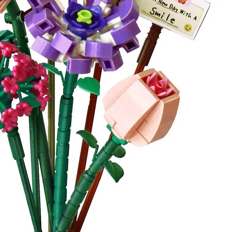 Flower Bouquet Design Building Blocks, DIY Educational Building Bricks Model, Building Blocks Playset, Christmas Gift, Unique Desktop Ornaments for Office Home Decor 5