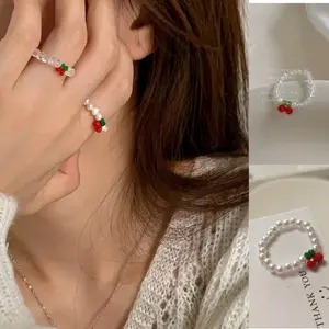 Cincin Manik Korean Style Rangkai Cherry Import