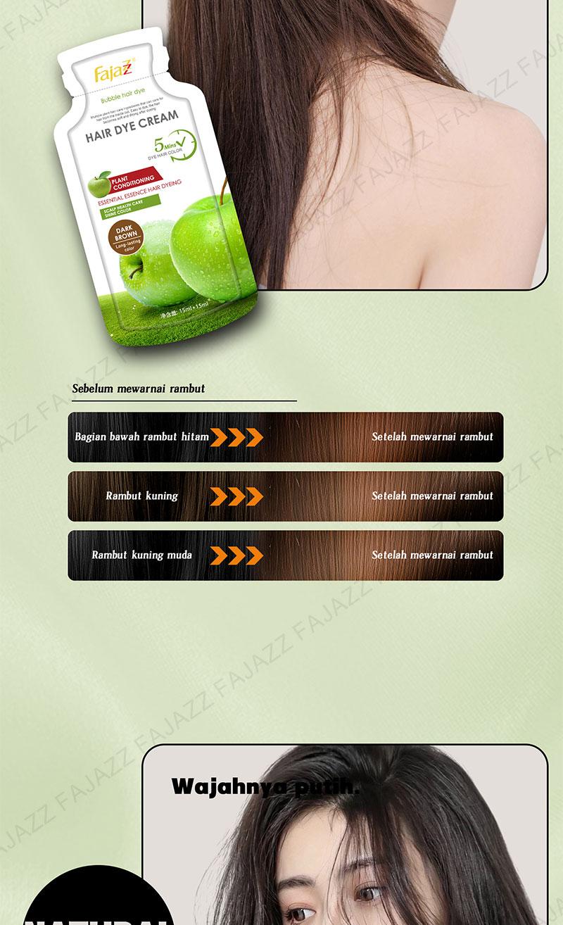 Product Introduction of 【Fajazz】（20 pcs）Pewarna rambut gelembung Fajazz adalah merek asli resmi tanaman murni, pewarna gelembung alami dan tidak menyebabkan iritasi untuk pria dan wanita, Anda dapat mewarnai rambut Anda di rumah 13