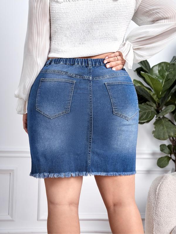 Women's Denim  Skirt, Fashion Casual Pocket Design Skirt for Daily Outdoor Wear, Women Bottoms for Summer 1