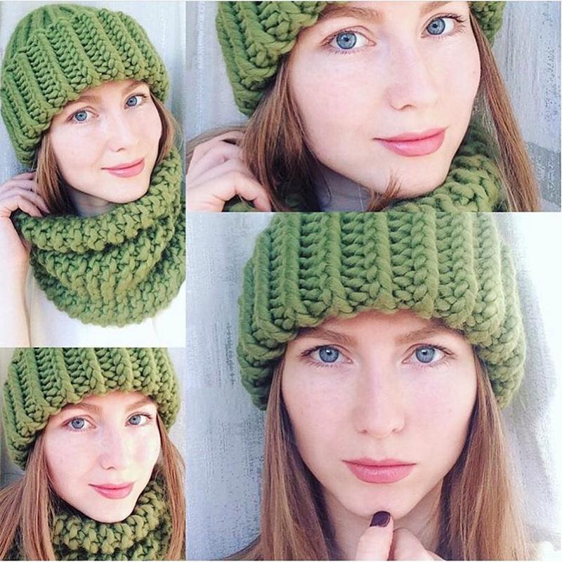Product Introduction of Winter Knitted Beanies Hat Thick Soft Warm Coarse Large Knitted Solid Hat Female Ice Ski Bonnet Skullies Beanies Hat Cap 21