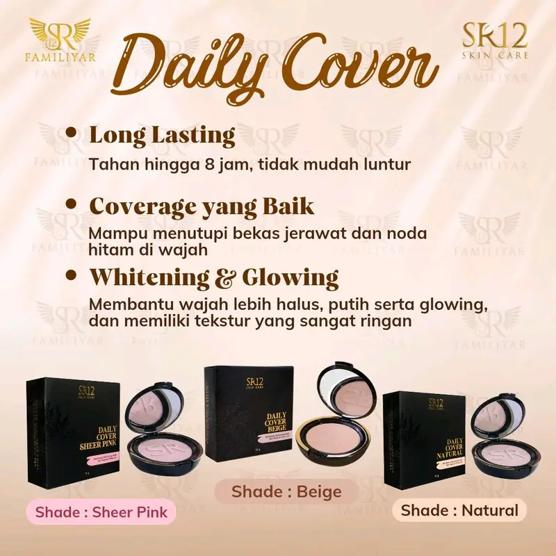 (FREE GIFT) TERLARISS BEDAK PADAT  DAILY COVER BEIGE SR12 Tahan Lama Tahan Lama Kontrol Minyak High Coverage Hidrasi Soft Focus Tahan Lama Bedak waterproof Tahan Lama Anti Air Glowing Medium Coverage High Coverage Tahan Lama Hidrasi Soft Focus 1