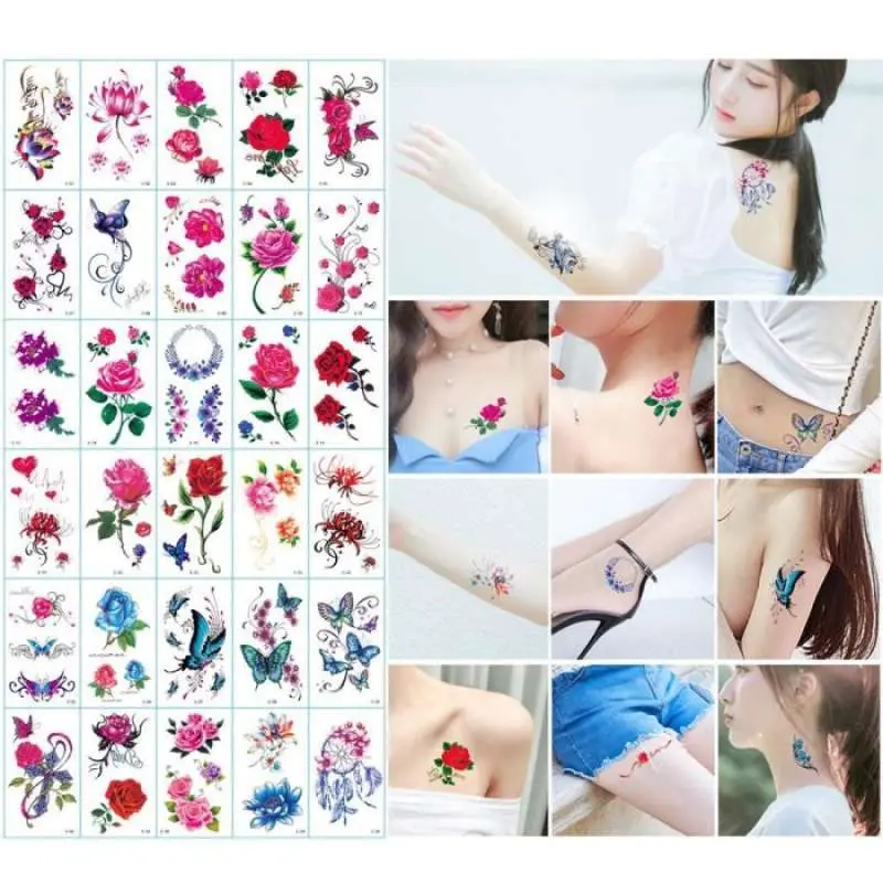 5pcs Tato Temporer Bunga Lucu Kecil Acak FREE STIKER TATO RANDOM