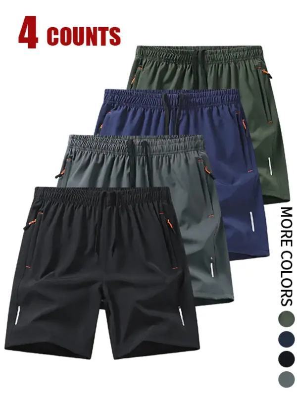 Men's Solid Color Pocket Zipper Shorts, Casual Breathable Comfortable Shorts for Running Gym Workout, Men's Bottoms for All Seasons 4