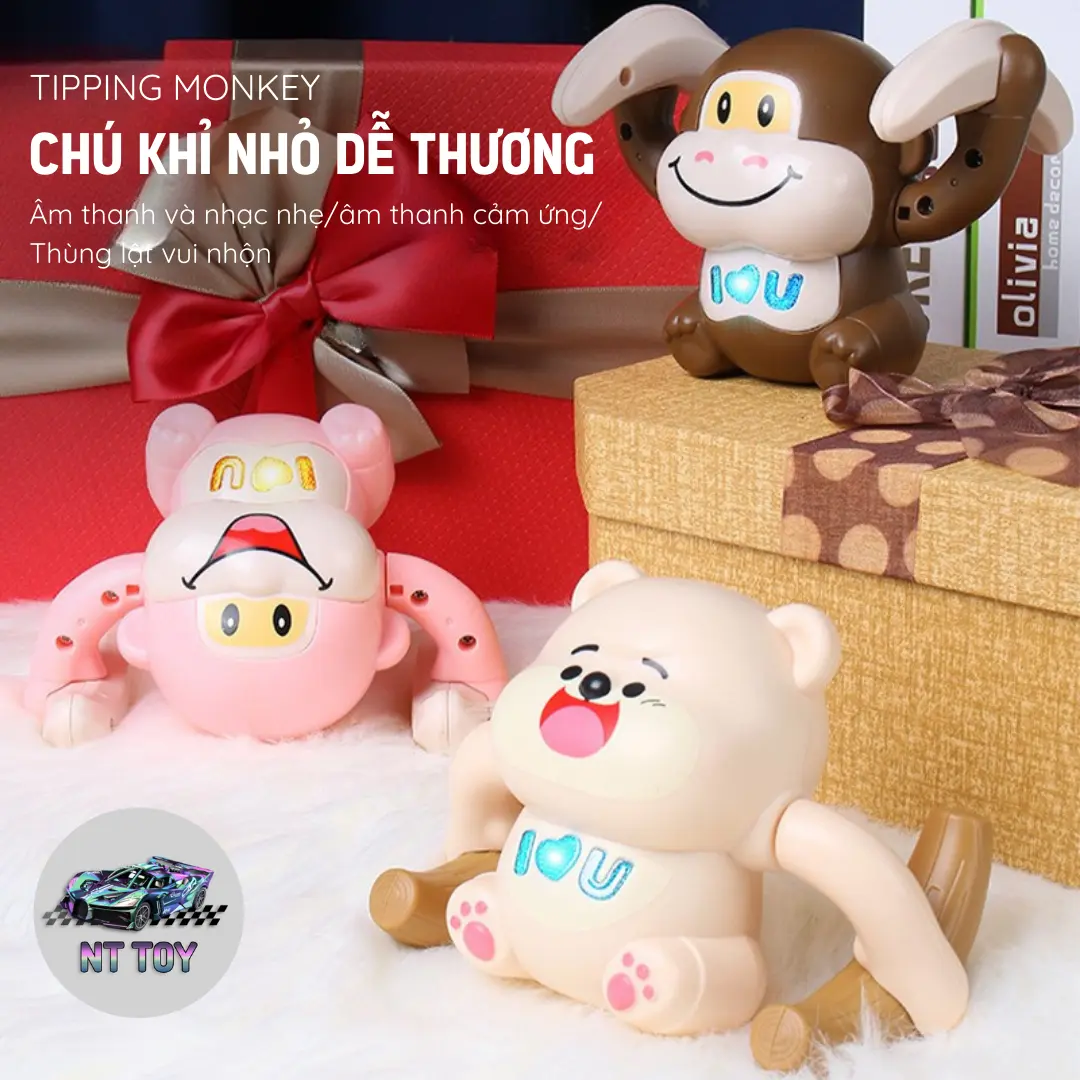 Đồ Chơi Khỉ Lộn Nhào Cảm Ứng Âm Thanh & Ánh Sáng Cho Bé [tặng kèm pin]