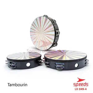 Tamborin Rebana Drum Genggam Alat Musik Tambourine Hologram Plastik Kecrekan 049-04