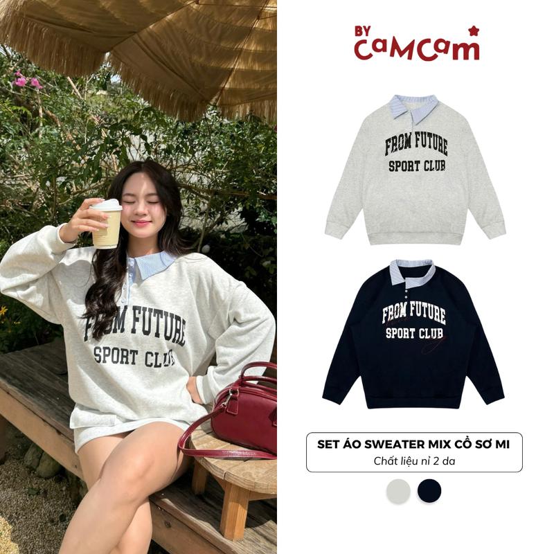 Set Áo Sweater MIX CỔ SƠ MI Học Đường Hàn Quốc Năng Động Bycamcam