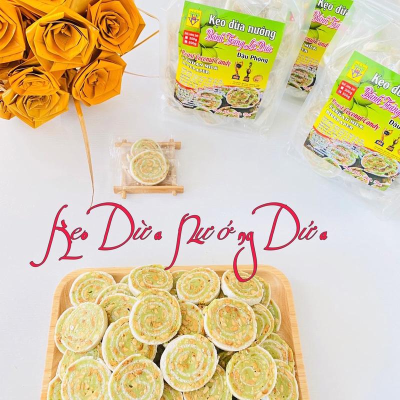 Kẹo Dừa Nướng Bánh Tráng Lá Dứa 500gr - 1kg Ăn Vặt Candy