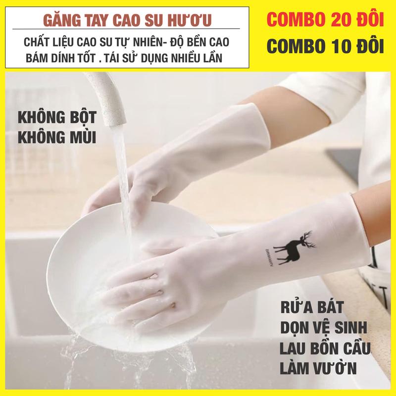 [LOẠI I] COMBO 20 - COMBO 10 ĐÔI GĂNG TAY HƯƠU- SIÊU ÍT BỘT - Dai , Bền Bỉ, sử dụng nhiều lần - Bảo vệ tay bạn khi RỬA BÁT, LÀM BẾP, DỌN VỆ SINH, LAU DỌN BỒN CẦU, LÀM VƯỜN...