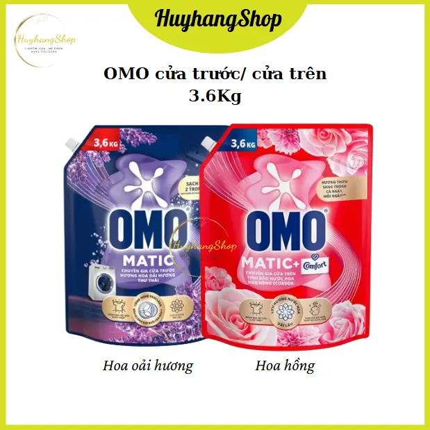 (Mẫu mới) Nước giặt OMO cửa trước/cửa trên 3.6kg hoa oải hương, hoa hồng Ecuador