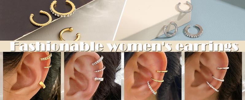 Product Introduction of Ear Cuff Earrings for Women Ear Cuffs Non Piercing Trendy Clip on Cartilage Fake Earring Set Stack Jewelry Gifts 14