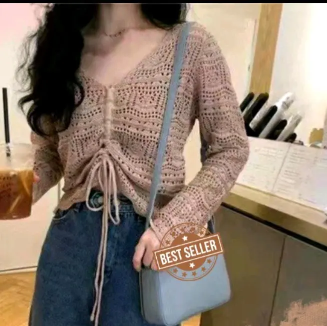 Blouse rajut jala serut rajut impor