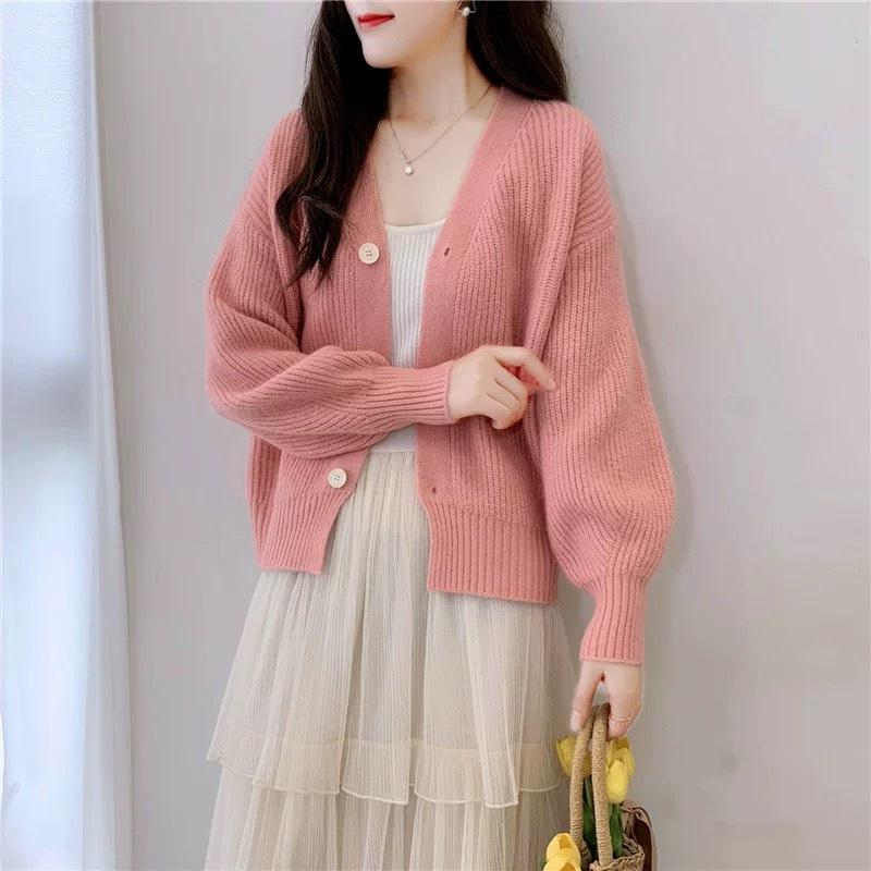  Áo khoác len cardigan nữ tay bồng Top Women cardigan  atys áo khoác  len tăm 