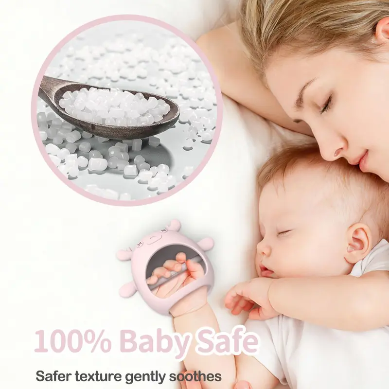 Cute Deer Design Teething Toy, 1pc Soft Silicone Teether for Babies, Easy To Hold Shape & Soft Material Teething Relief Toy 7