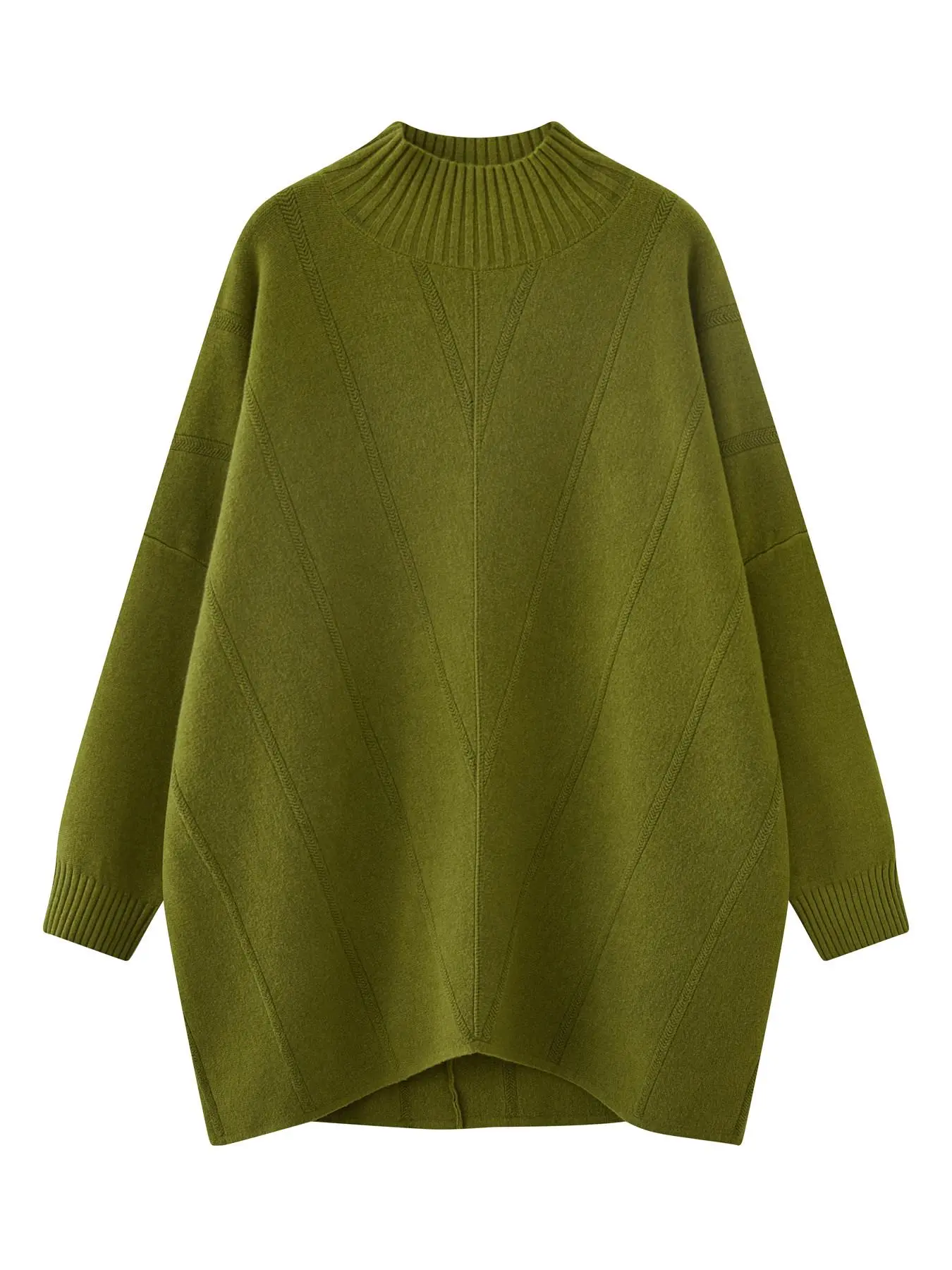 Plus Size Solid Drop Shoulder High Neck Sweater, Casual Long Sleeve Jumper for Spring & Fall, Women's Plus Clothing for Daily Wear