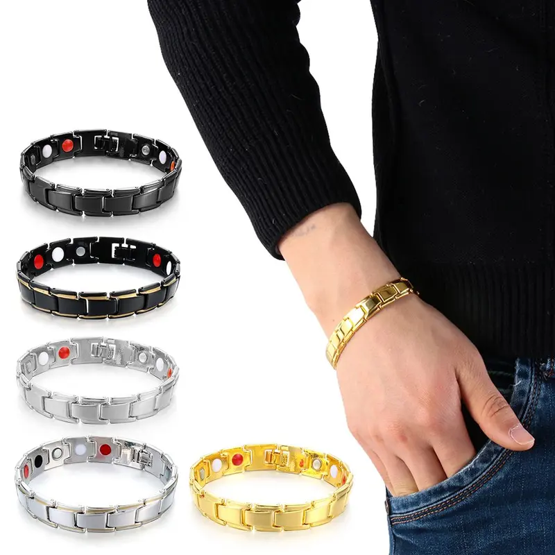 Vòng đeo tay điều trị, dành cho nam giới, với mát-xa huyệt đạo, Chữa Lành năng lượng, Vòng đeo tay Có Thể Tháo Rời Vòng đeo tay trị liệu từ tính, làm bằng hematite 0