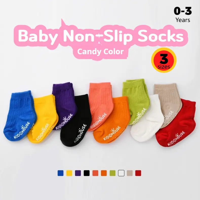 0-3 Years Baby Non-Slip Floor Socks Candy Color Newborn Baby Kids Socks