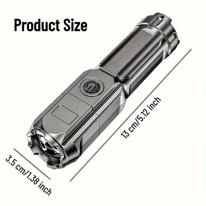 USB Rechargeable Zoomable Flashlight, Three-gear Adjustment Handheld Flashlights, LED Waterproof Flashlight For Outdoor Camping Emergency 1