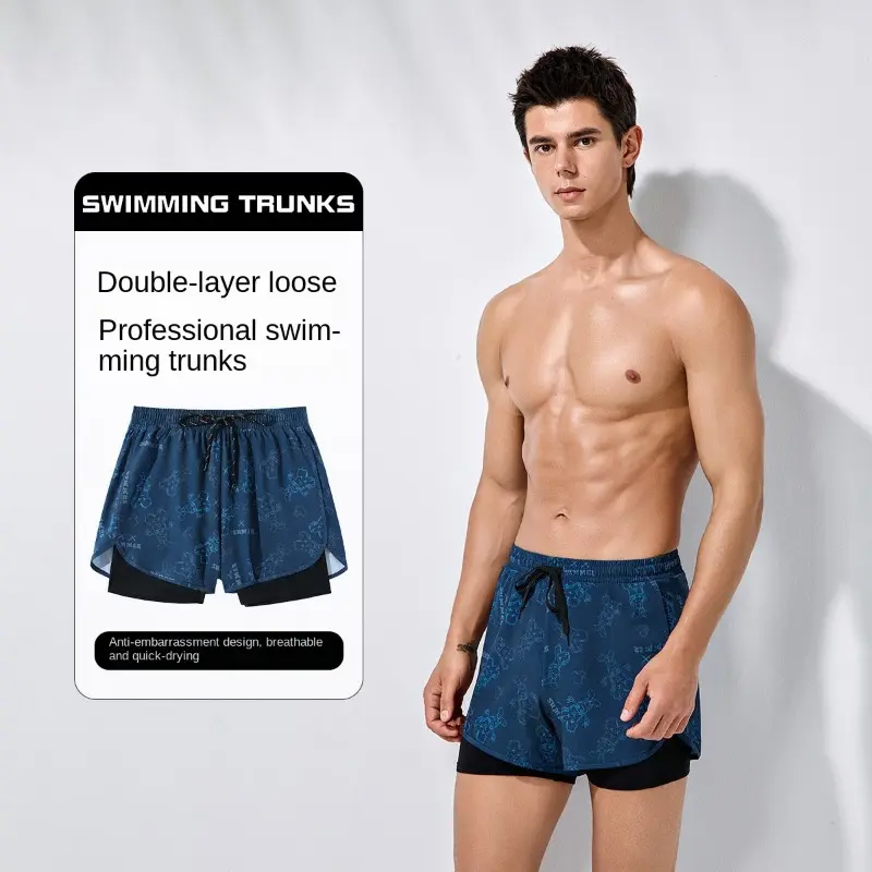 Ready Stock Swim Trunks for Men Adult Swimming Gear Full Anti-embarrassment Quick-drying Professional Swimsuit