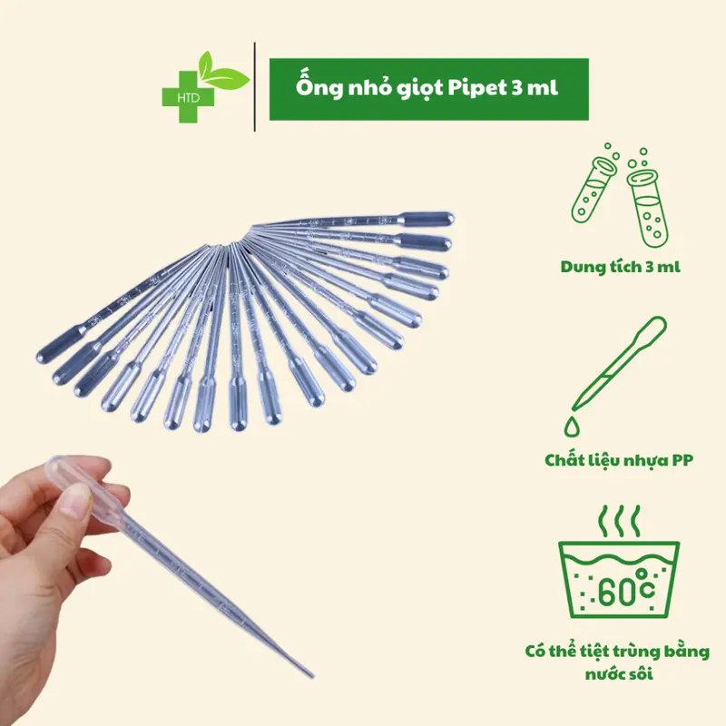 ống nhỏ giọt, ống pipet ( túi 100 cái) Dùng Trong Thí Nghiệm, Cho Bé Ăn, Đong Định Lượng 3