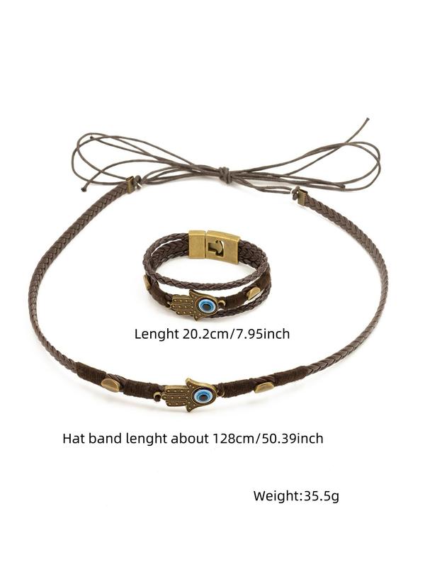 Women's Cowboy Style Bracelet & Hat Chain, Boho Style Jewelry Set for Women & Girls, Trendy All-match & Exquisite Jewelry for Birthday Gift 1