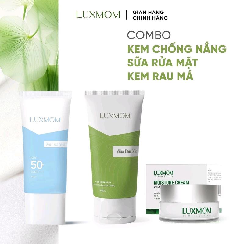 Bộ Chăm Sóc Da Hoàn Hảo Gồm Kem Rau Má + Sữa Rửa Mặt + Kem Chống Nắng Luxmom Skincare r đồ 0
