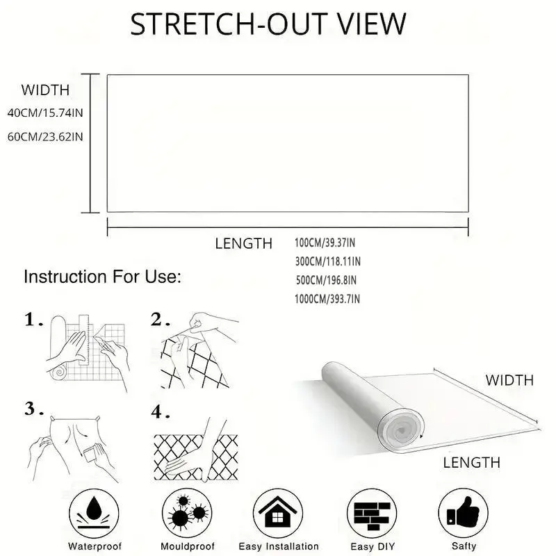 Solid Color Self-adhesive Wallpaper, 1 Roll Waterproof & Moisture-proof Wall Sticker, Wall Decor for Home Kitchen Living Room Bedroom 1