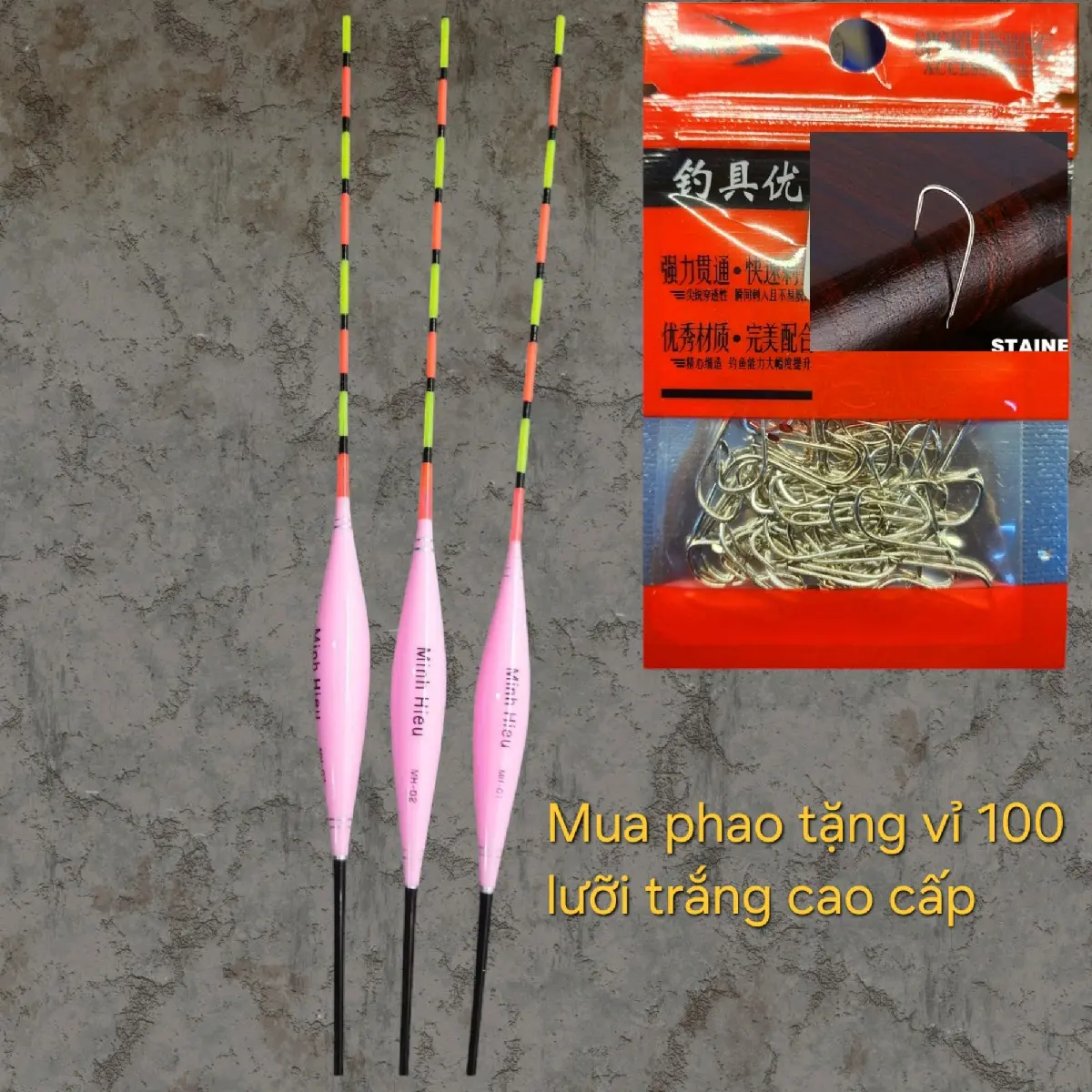[MUA 1 ĐƯỢC 2] Phao Hố Đấu Tự Cân Minh Hiếu tặng kèm phao hoặc 100 lưỡi trắng rô phi cao cấp . phao 9 - 15 - 19 nấc, Chất Liệu Nano Màu Hồng , Tăm Rõ Nét Đi Câu Câu Cá Fishing Bắt Cá Nam