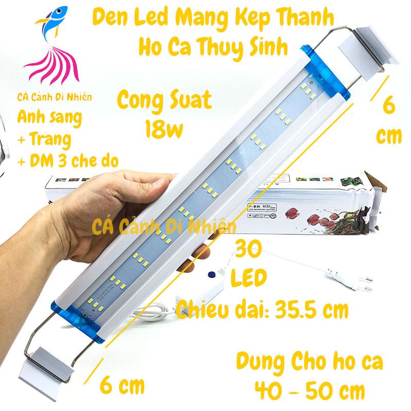 Đèn LED máng kẹp thành hồ cá 40-45 cm 18W 2 dãy màu TRẮNG - ĐỔI MÀU 30 LED P400