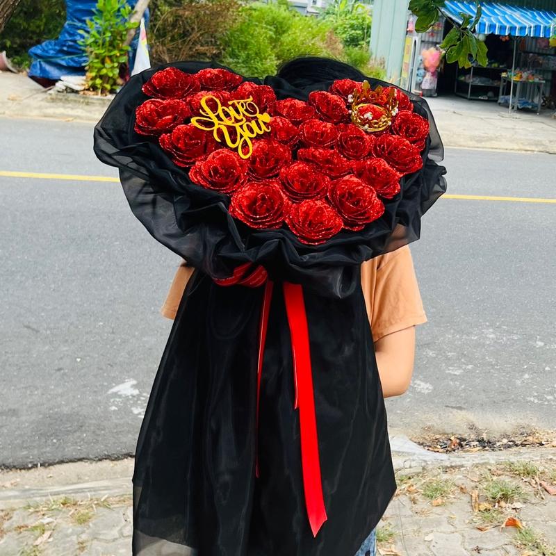  Bó Hoa Kim Tuyến 20 Bông Bọc Voan Đen Sang Trọng   TẶNG ĐÈN + VƯƠNG MIỆN  Hoa hồng Đồ trang trí Hoa Nhũ Trang Trí Nhà Decor Phòng 