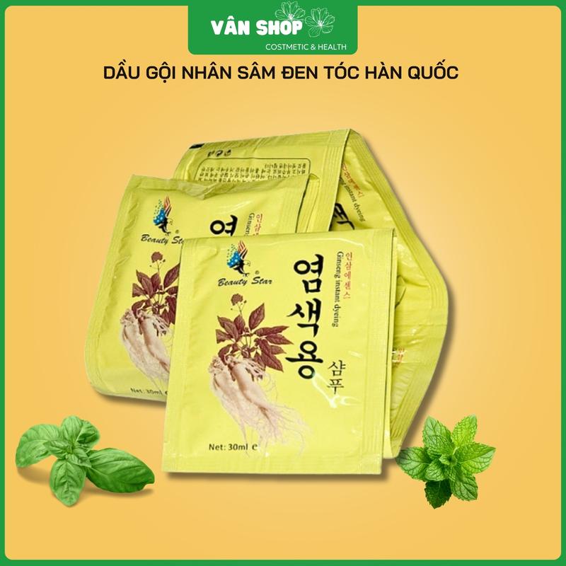 Combo 10 gói Dầu gội nhân sâm đen tóc Hàn Quốc - Hỗ trợ giúp tóc đen óng mềm mượt Nữ Women