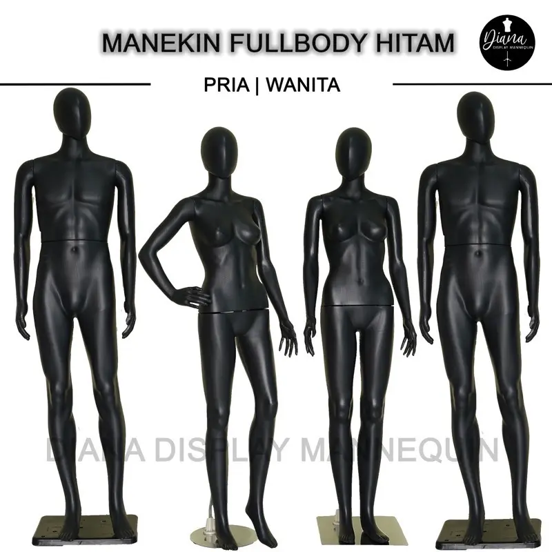 MANEKIN BAJU FULLBODY PRIA ATAU WANITA HITAM KOMPLIT DENGAN PLAT PLASTIK ATAU BESI