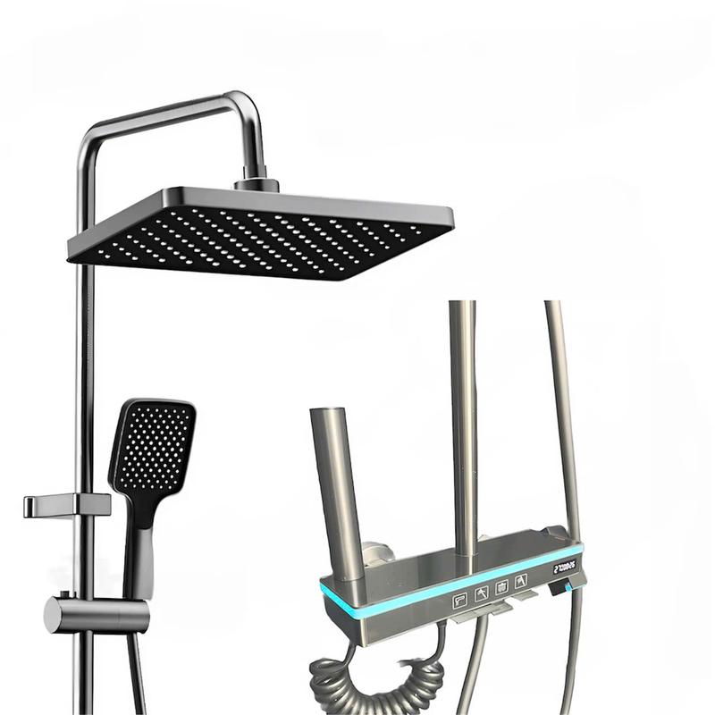 TBALL mã hàng T22 bộ sen cây tắm đứng chất liệu bằng đồng mạ titan 4 phím đàn, hiển thị đèn leg ,dùng trong phòng tắm bao gồm : bát sen to , bát sen nhỏ , vòi xả đáy và 1 bộ xịt .