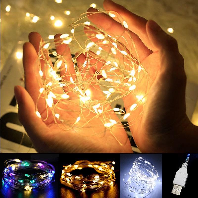 Dây Đèn Led Xài Pin AG13 Đèn Led Đom Đóm Fairy Light Decor Trang Trí Lễ Tiệc Tết Camping Quấn Cây Noel Đào Quất