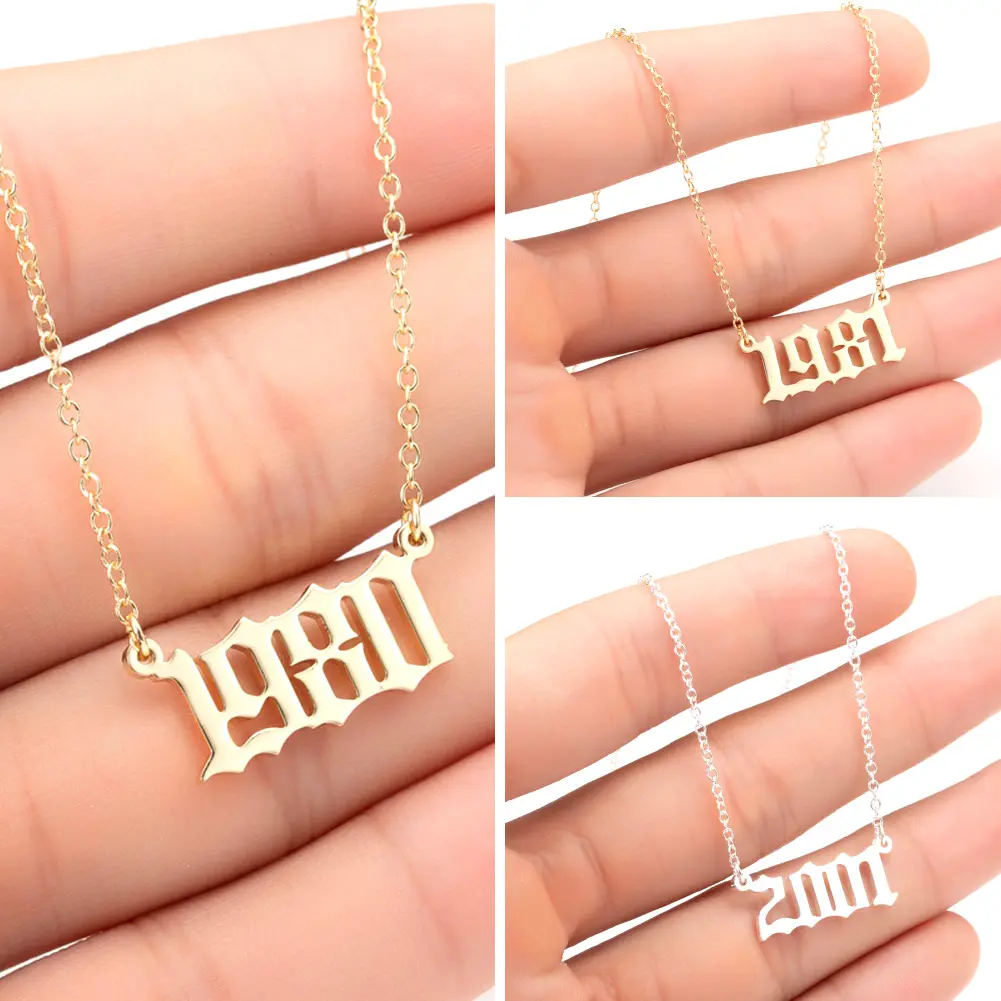 Mặt Dây Chuyền Quyến Rũ Số Năm Sinh, Lonever, Dây Chuyền Thép Không Gỉ, Món Quà Trang Sức, Thích Hợp Cho Năm Sinh 1980-2019