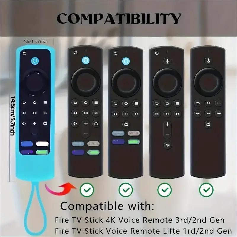 Luminous Silicone Remote Control Cover, 1 Count Glow in The Dark Remote Control Case with Lanyard, Dustproof Cover for Fire TV Stick 4K Lite Cube Controller 3