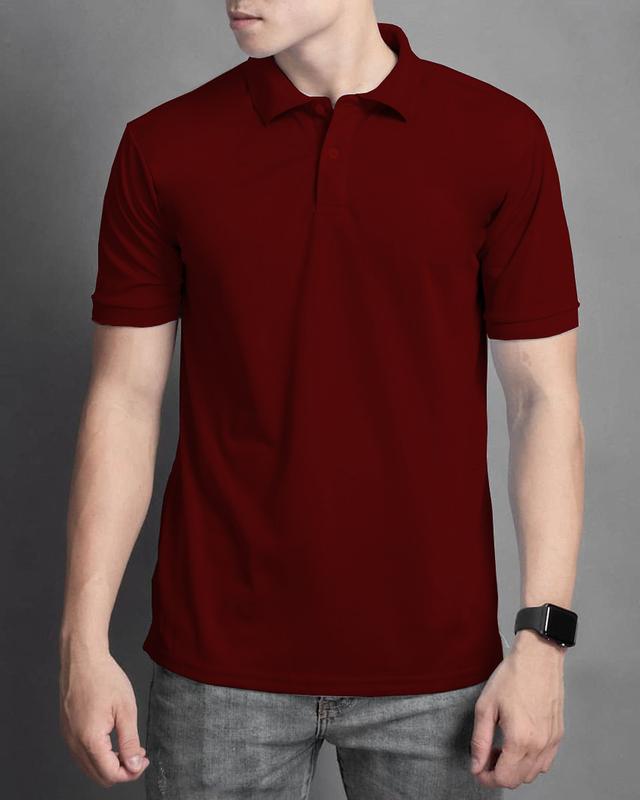 Áo thun polo nam nữ cổ bẻ HUTA PT011 màu đỏ đô, vải cá sấu 4 chiều, ngắn tay Menswear Top 5