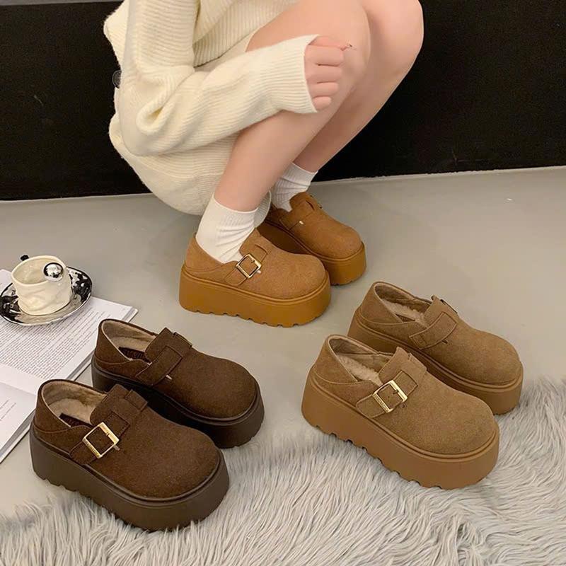 Giày Nữ Da Lộn Lót Lông Cừu Đế Độn Cao Cấp Boot Shoes Cổ Cao Bốt