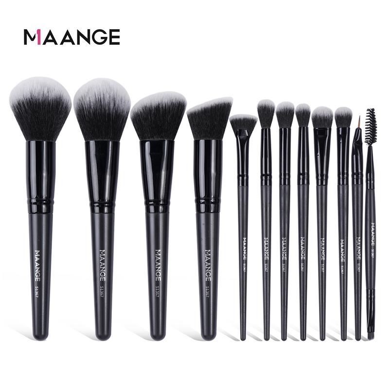  Bộ cọ trang điểm MAANGE 12 chiếc chuyên nghiệp màu đen chất lượng cao 51367 Cosmetic Mỹ Phẩm Women Nữ Mascara 