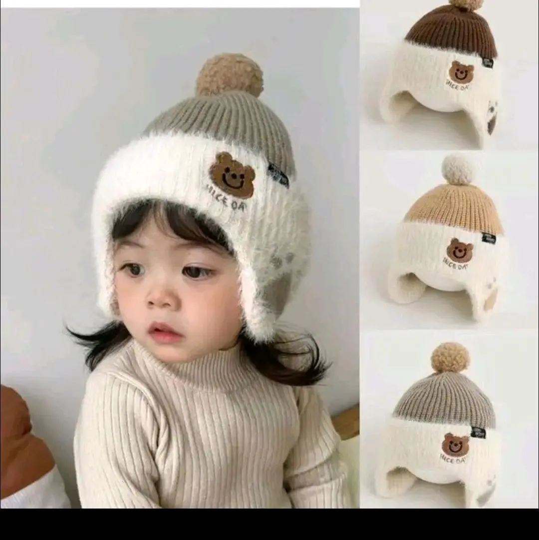 Mũ lông len dành cho bé 6 tháng đến 4 tuổi, có lót lông