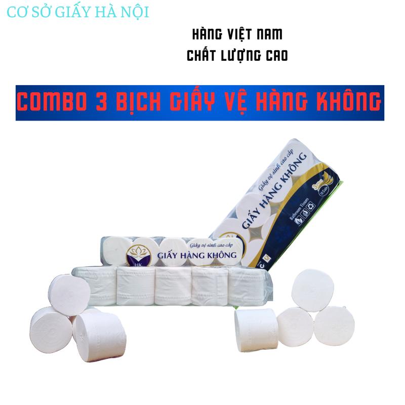  Combo 3 Bịch Giấy Vệ Sinh Hàng Không Mỗi Bịch 10 Cuộn Giấy Không Lõi 
