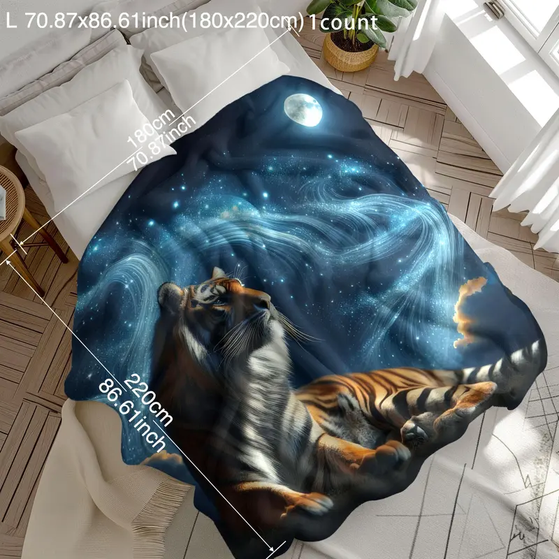 Tiger Pattern Blanket, Soft Comfortable Throw Blanket, Cool Bedroom Bedding Blankets, Warm Napping Blanket for Home Office Travel Camping 4