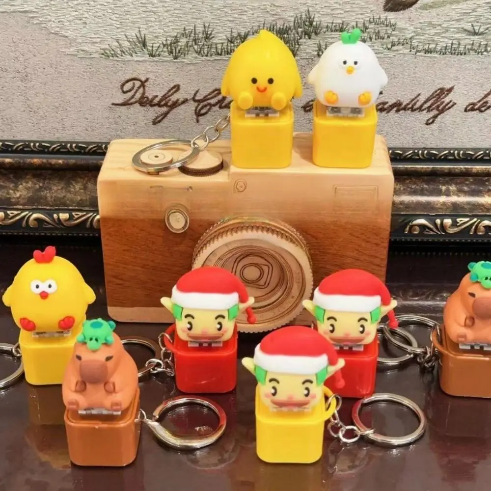 Creative Big Banana Capybara Wooden Fish Keychain Merit +1 Keyboard Button with Sound Schoolbag Keyring