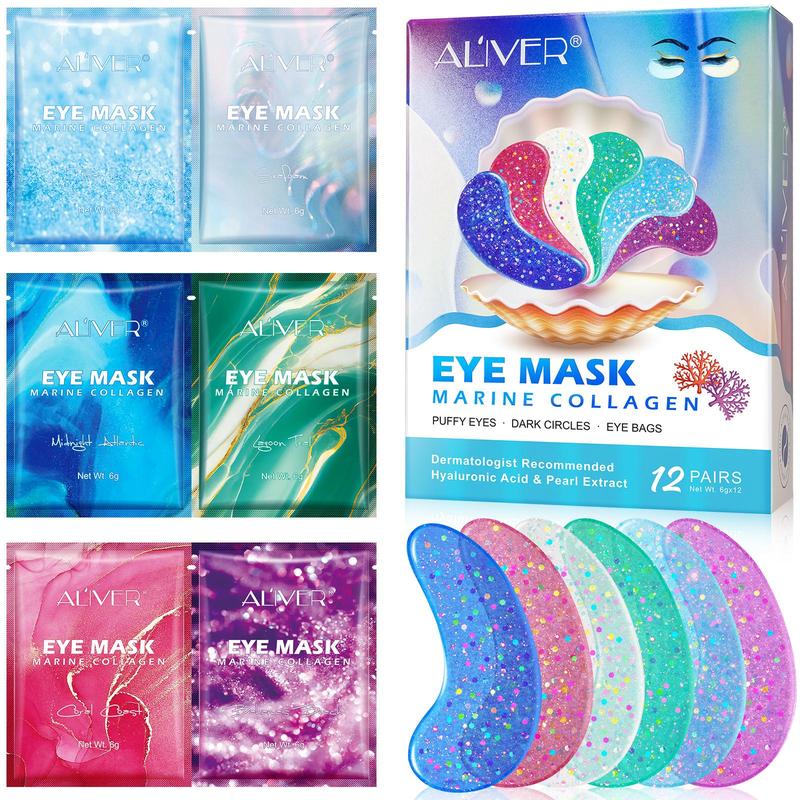 Product Introduction of ALIVER MARINE COLLAGEN EYE GELS, 12 Pairs/box Collagen Eye Care Masks, Eye Moisturizing Mask for Eye Puffiness & Dark Circles, Deep Hydration and Firming Eye Skin 6