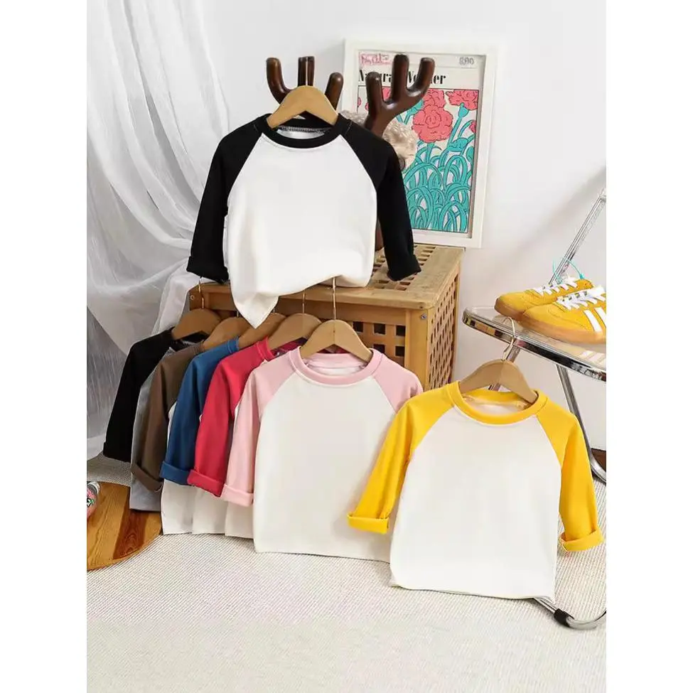 Kids Long Sleeve T-Shirt Autumn New Baby Boy Clothes Base Clothing Baby Girl Baby Raglan Sleeve Bottoming Shirt Clothes Trendy Baby Toddlers Baby Toddlers