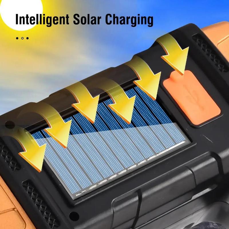 Multifunctional Outdoor LED Solar Flashlight, 1 Count Portable Rechargeable Flashlight For Camping, Hiking, Fishing, Emergency 7