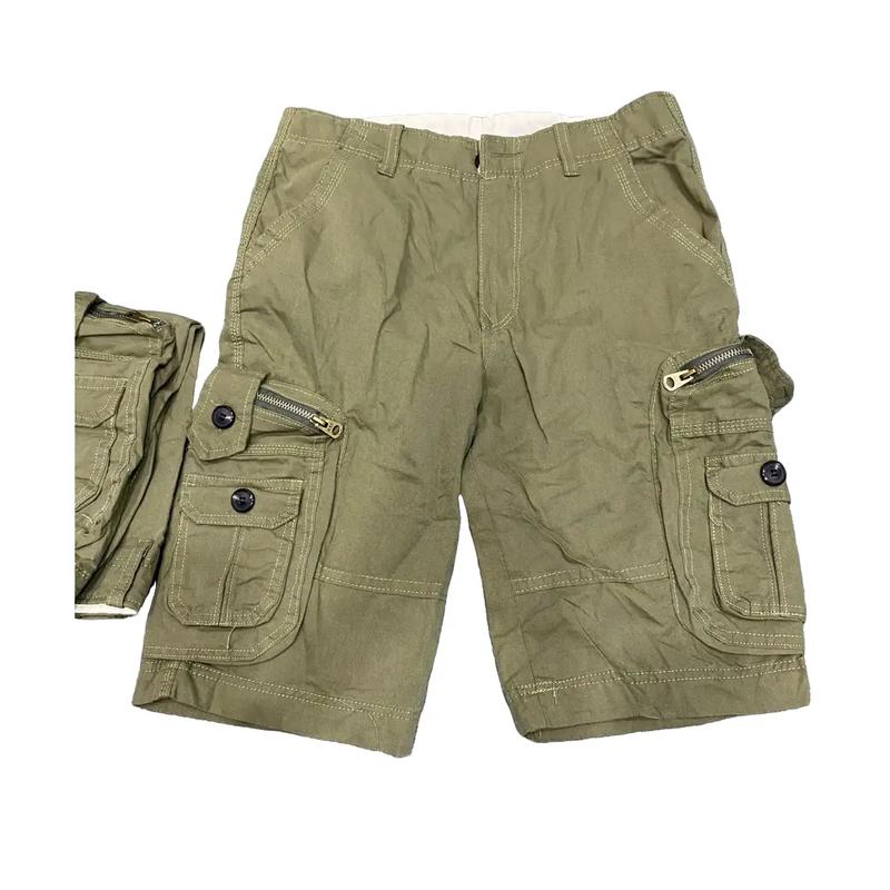 Quần short kaki lửng nam túi hộp dây kéo to vải mịn đẹp cao cấp khoá nút có 8 túi Menswear 3 màu Kem, rêu, xanh đen