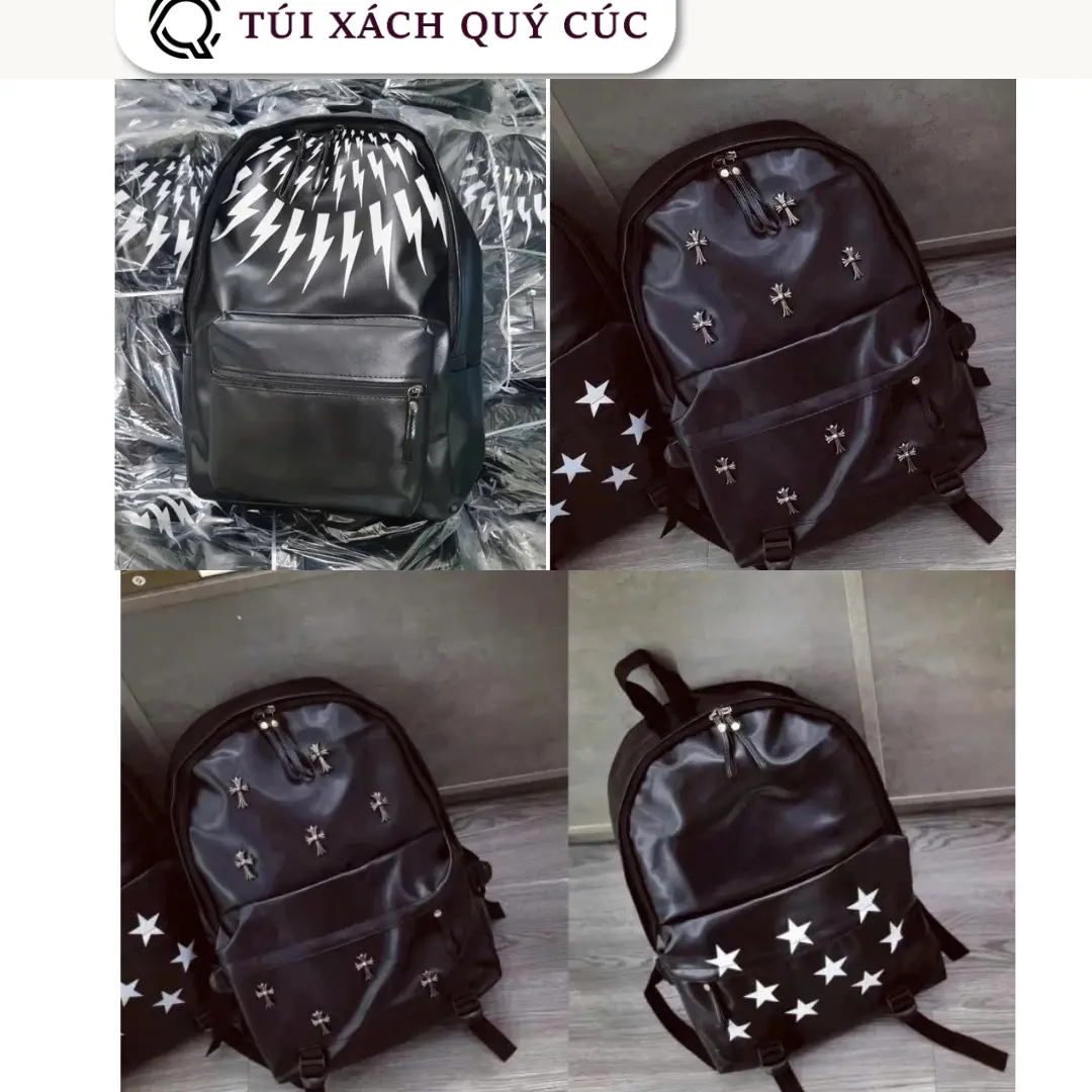 Balo Size Đại, Balo size 45 đựng vừa giáo án laptop chất da bóng mịn đính chữ thập siêu cá tính cho cả nam và nữ